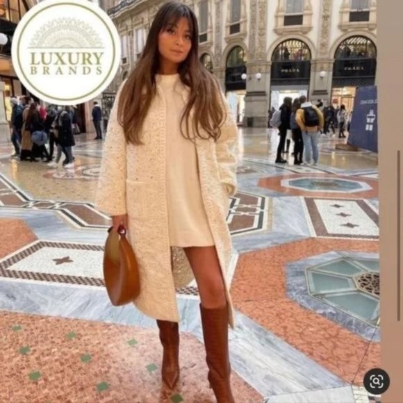 RARE ZARA STRUCTURED WOOL BLEND KNIT COAT - Picture 6 of 16